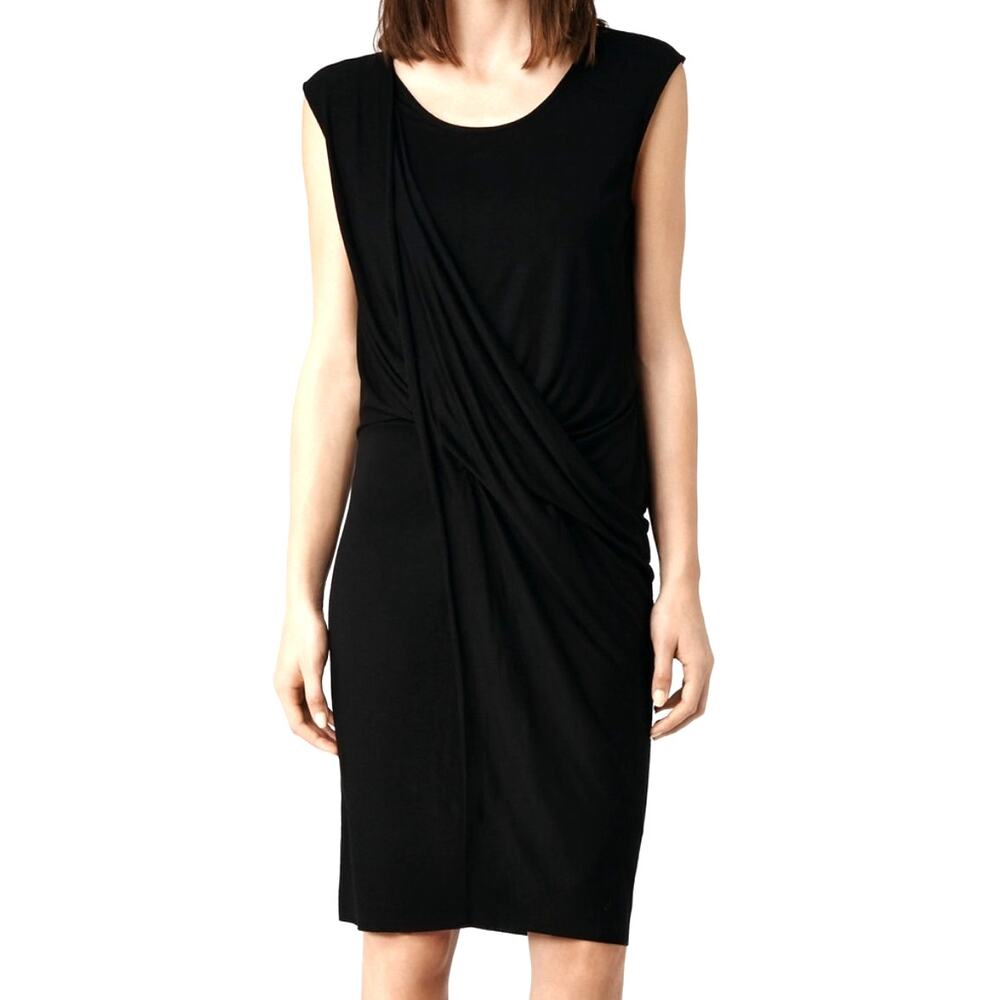 ALLSAINTS Black Sleeveless, Twist Waisted Midi Dress, Viscose, Size‎ 4
